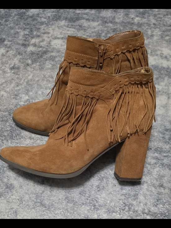Nine West Shoes - Nine West Suede Fringe Ankle Boots - Brown